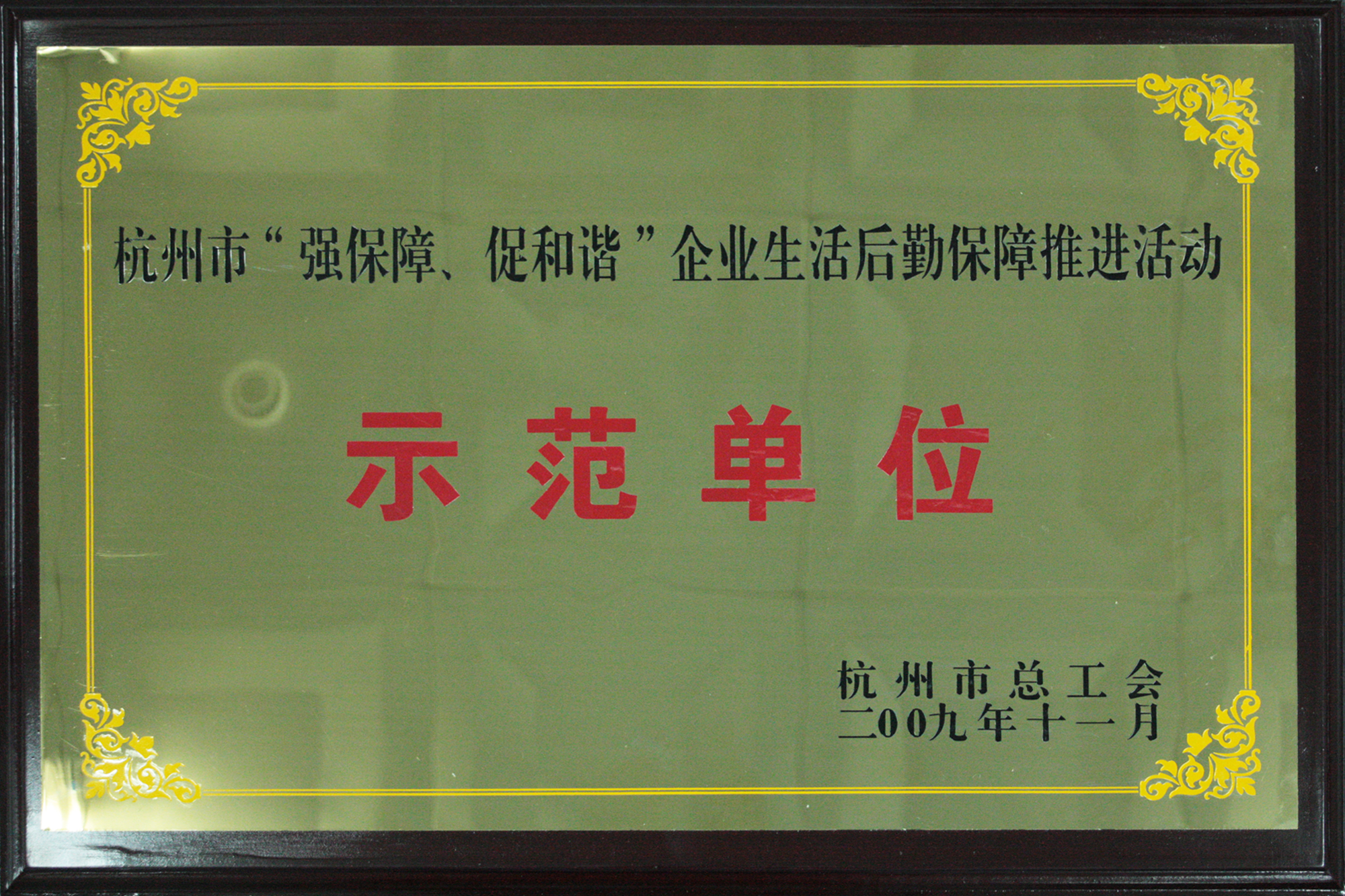 2009年度杭州市“強(qiáng)保障、促和諧”企業(yè)生活后勤保障推進(jìn)活動(dòng)示范單位